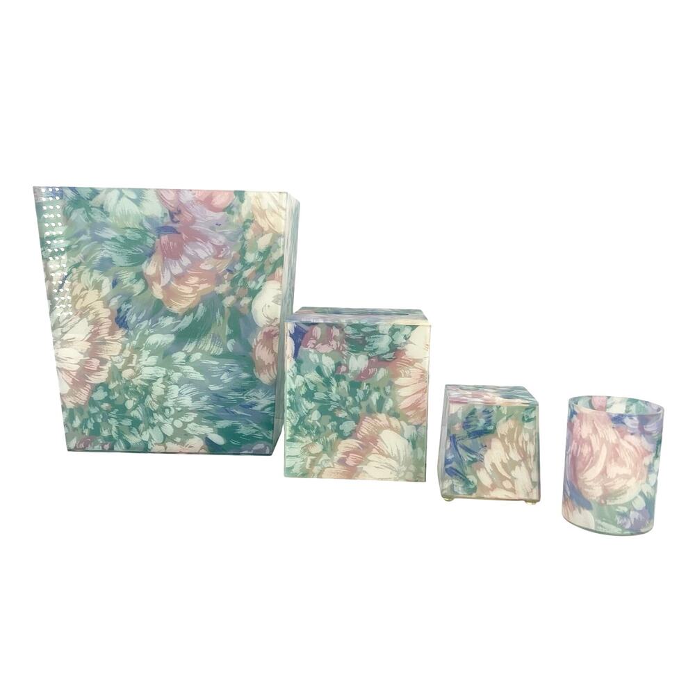 Vintage Springs Caprice 4 piece floral pastel acrylic bathroom set